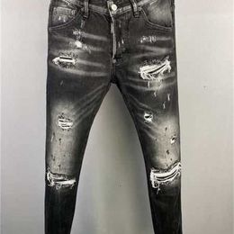 Men's Jeans 2023 Fw 23ss Luxury Brand Designer D2 Men Denim Dsquare Embroidery Pants Fashion Holes Trousers Mens Clothing Us Size 28-38