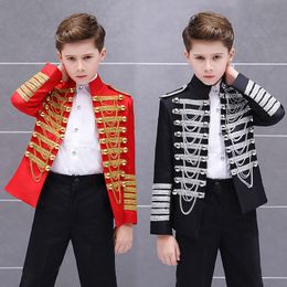 Suits Boys European Tassel Military Dress Suit Set Children Stage Court Christmas Performance Prince Costume Kids Blazer Pants 221205