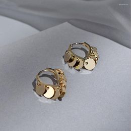 Hoop Earrings Fashionable Gold Clip Earring For Women Puck Rock Vintage Round Pendant Ear Hook Jewerly Gift 2022