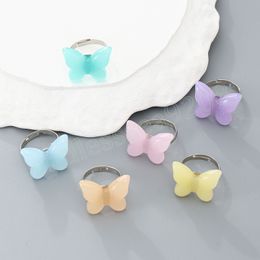 Acrylic Butterfly Finger Ring For Women Fashion New Simple Colorful Candy Resin Adjustable Animal Ring Party Gift Jewelry