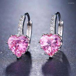 Hoop Earrings Fashion Heart Shape Cubic Zircon For Women White Color Lover Wedding Hoops Earings Jewelry Factory Wholesale