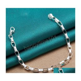 Chain 925 Sterling Sier Big Long 5Mm Box Chain Bracelet For Women Man Wedding Engagement Party Fashion Jewellery Drop Delivery Bracelet Dheco