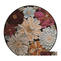 Carpets 3D Flowers Printed Round Carpet Soft Carpets For Living Room Antislip Rug Chair Floor Mat Home Decor 2200 V2 Drop Delivery G Dhkug