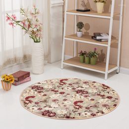 Carpets Zeegle Floral Coral Velvet Home Round Carpet For Bedroom Anti-slip Baby Play Mats Area Rugs Living Room Children's Rug