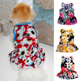 Cat Costumes Flower Print Pet Clothes Summer Princess Dress Sling Skirt For Small Dogs Puppy