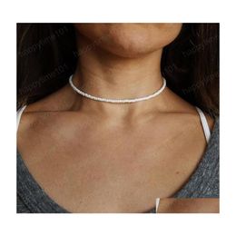 Chokers Bohemia White Bead Choker Necklace For Women Vintage Chain Neckace Fashion Jewellery Wholesale Drop Delivery Necklaces Pendants Dhtlf