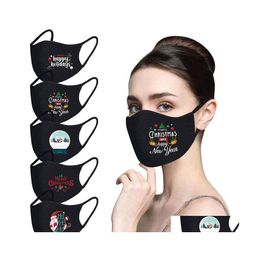 Designer Masks 2021 Face Mask Merry Christmas Santa Snowman Breathable Fashion Masks Year Dust Fog Pure Black Blank Facemask In Stoc Dh5Du