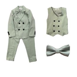 Suits Spring Autumn Children Formal Set Boys Handsome Host Speech Party Dresses Costume Kids Double Breasted Blazer Vest Pants 221205