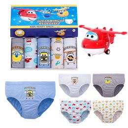 Panties 5Pcs lot 1 14T Kids Underwear Cotton Cartoon Pattern Super Wings Dinosaur Baby Boy Shorts 221205