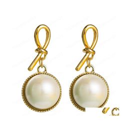 Dangle Chandelier Elegant Korean Simated Pearl Dangle Earrings For Woman Vintage Geomrteic Big Round Drop Party Jewellery Brincos Del Dhwmf