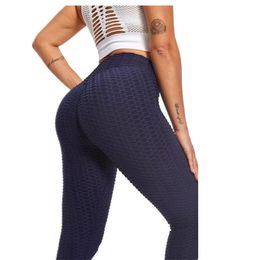 top women's leggings European and American yoga jacquard bubble pants hip lifting high waist peach hips fast drying tight fitting exercise