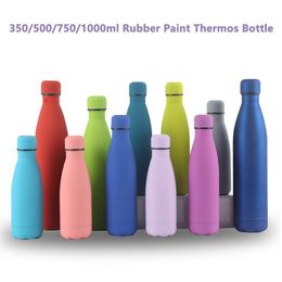 Thermoses 3505007501000ml Insulated Stainless Steel Water Bottle Thermos Mug Rubber Painted Surface Vacuum Flask Coffee Cup 221205