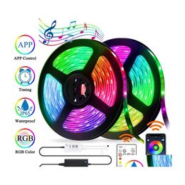 Led Strips Led Light Belt Bluetooth App Control Waterproof 5050 Rgb Color Changing Rope Synchronized With Music 10062 Drop Delivery Otwah