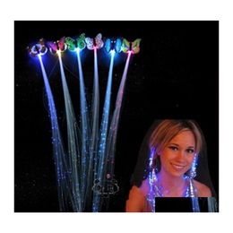 Party Favor Butterfly Optical Fiber Plait Led Light Up Toys Party Favor Flashing Braid Seven Colors Flash Pigtail Birthday Cheer 0 8 Dhds1