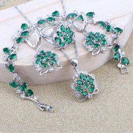 Necklace Earrings Set Silver 925 Wedding Bridal Costume Jewellery Cubic Zirconia Pendants Bracelet Rings For Women