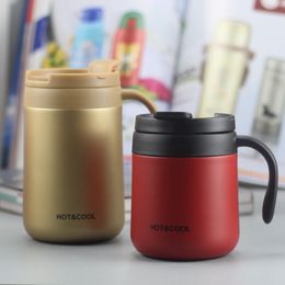 Thermoses 330ml Coffee Mug Vacuum Cup Thermos Stainless Steel Insulated Water Cups Tumbler With Handle Lid and Mixing Spoon Office 221203