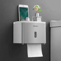 Toilet Paper Holders Toilet Paper Roll Holder Wall Mounted Paper Towel Holder Bathroom Tissue Box Storage Rack Waterproof Shelf Bathroom Accessories 221205