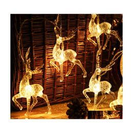 Led Strings Deer Led String Light Battery Operated 10Led 20Led Reindeer Indoor Decoration For Home Holiday Festivals Outdoor Xmas Pa Otbhg