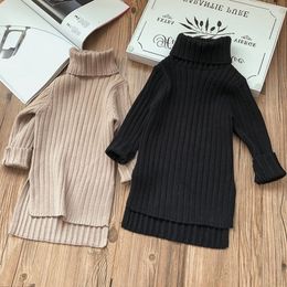 Girl's Dresses Melario Autumn Toddler Girl Dress Winter Sweater Clothes Solid Colour Baby Girls Turtleneck 2 6Y Little 221203