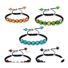 Beaded Yoga Handmade 7 Chakra Charm Bracelets Tiger Eye Beads Braid Rope Bracelet Women Men Drop Delivery Jewellery Dhxyz
