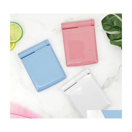 Mirrors Led Makeup Mirrors Abs Folding Solid Colour With Light Women Lady Square Compact Cosmetic Mirror Pocket Portable Simple 8 08J Dh9Zn