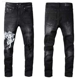 Men's Jeans Fashion Mens Cool Style Luxury Designer Denim Pant Distressed Ripped Biker Black Blue Jean Slim Fit Motorcycle Size 28-40dhvx