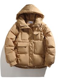 Women's Down Parkas Winter Puffer Jacket Women Solid Simple Hooded Bubble Coat Cotton Padded Warm Parka Pockets Casual Outwear 221205