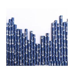 Disposable Cups Straws White Anchor Navy Paper Sts Marine Wedding Kids Birthday Baby Shower Party Decoration Za6727 353 R2 Drop De Dhpnu