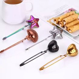 Stainless Steel Tea Strainers Tea Spoon Seasoning Infuser Star Shell Oval Round Heart Shape Coffee Tea Filter Balls Kichten Tool P1205