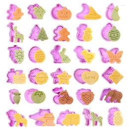 Baking Moulds 4PCS/SET 3D Animal Cookie Mold Food Grade Plastic Biscuit Cutter Jungle Party Tools Cupcake DIY Supplies M366