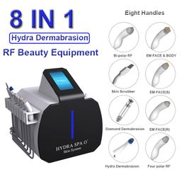 8 IN 1 Microdermabrasion Skin Tighten Deep Cleansing Machine Hydra Aqua Diamond Peel RF Facial Lifting Blackhead Remover Anti Ageing Salon Use Equipment