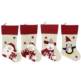 Christmas Ornaments Stockings Socks with Santa Claus Christmas-Lovely Bags For Children Candy Gift Bag Fireplace Xmas Tree Decoration SN439