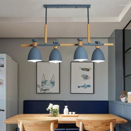 Pendant Lamps Nordic Wood Chandelier For Dining Room Kitchen Children's Bedroom Led Lamp Indoor Gray Hanging Light Fixture E27 Bulbs