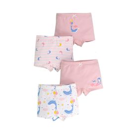 Panties 4 Pcs Pure Cotton Soft Children Underwear Girls Pink Cartoon Pattern Kids Boxer Briefs Child Girl Pants 2 12 Years 221205