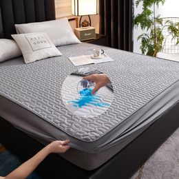 Mattress Pad Waterproof Bed Sheet Protector Cover Breathable Noiseless Quilting Process Thicken Solid Colour Modern Style 221205