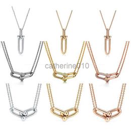 Pendant Necklaces 2021 New 925 Sterling Silver Lock Buckle Punk Style Shiny for Girls Original Fashion Jewelry Gift 1 1LOGO With Box