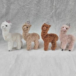 Christmas Decorations Imitation Cute Alpaca Ornament Plastic Artificial Wool Table Tesktop Plush Doll Decoration Year Party Home Decor Kids