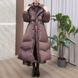 Women's Down Parkas down jacket hooded long over knee artistic design feeling thickened warm 221205