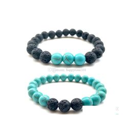 Beaded Lava Rock Beads Bracelets 8 Mm Fashion Natural Stone Charm Jewelry Weathering Cuffs Bangles 2 Styles Turquoise Bracelet Drop D Dhhed