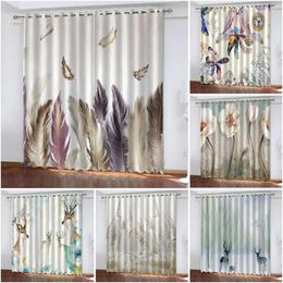 Curtain Feather Printed Blackout Curtains Luxury Decorative Adults Bedrooms For Living Room Tenda Finestra Cucina