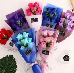 Creative 7 Small Bouquets of Rose Flower Simulation Soap Flower for Wedding Valentines Day Mothers Day Teachers Day Gifts ss1205