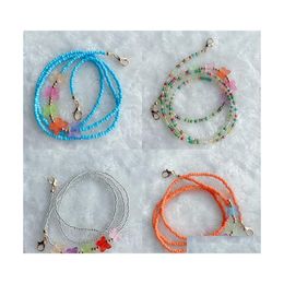 Party Favour Anti Lost Masks Party Favour Chain Student Colour Butterfly Glass Beads Woman Man Hanging Accessories Fashion Mask Rope 3 Dhdro