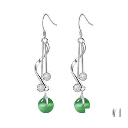 Dangle Chandelier Unique 925 Sier Beautif Long Dangle Earrings Lady Green Gems Holiday Party Gift Jewelry 3527 Q2 Drop Delivery Dhrrj