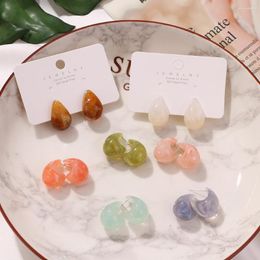 Hoop Earrings KINFOLK 2022 Korea Colourful Acrylic Geometric Retro For Women Girls Party Travel Jewellery Gifts Accessories