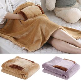 Blankets USB Electric Blanket 5v 60 80cm Soft Thicker Flannel Heater Winter Warmer Sleep Thermostat Heating Mat For Home Office