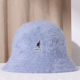 Wide Brim Hats Bucket women's winter hat for girls Solid Colour rabbit fur sautumn and fashion Fur panama hip hop cap 221205