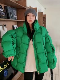 Women's Down Parkas Winter Fashion Women Warm Cotton Coats Bubble Jacket Thick Knitted Loose Puffer Coat Stand Collar Female Outwear 221205