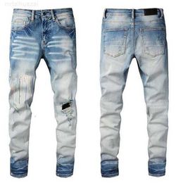 Men's Jeans Fashion Mens Cool Style Luxury Designer Denim Pant Distressed Ripped Biker Black Blue Jean Slim Fit Motorcycle Size 28-40d424