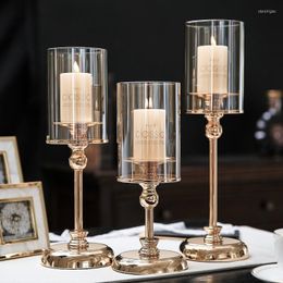Candle Holders Transparent Nordic Centerpieces Glam Luxury Glass Adornos Para Casa Home Accessories