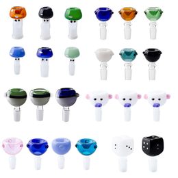 Headshop214 YG004 Smoking Pipe Glass Water Bong Bowl 14mm 19mm Male Colorful Ash Catcher Bubbler Bongs Dome Bowls Tools 10 Models